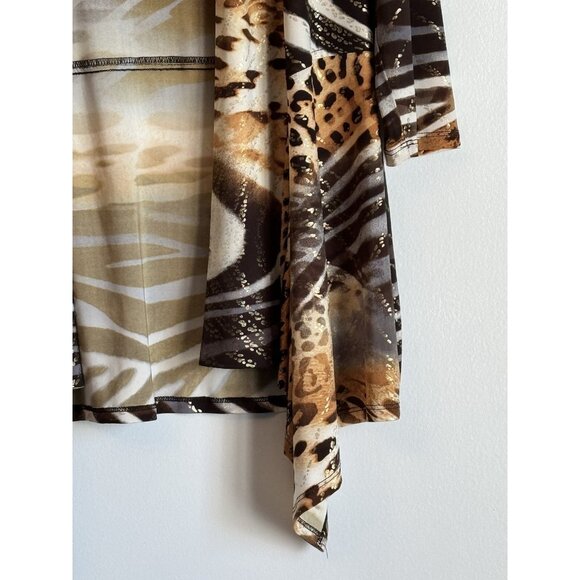 Frank Lyman Slinky Zebra Waterfall Cardigan Size 8 Metallic Swirl Glam Evening - Picture 4 of 9